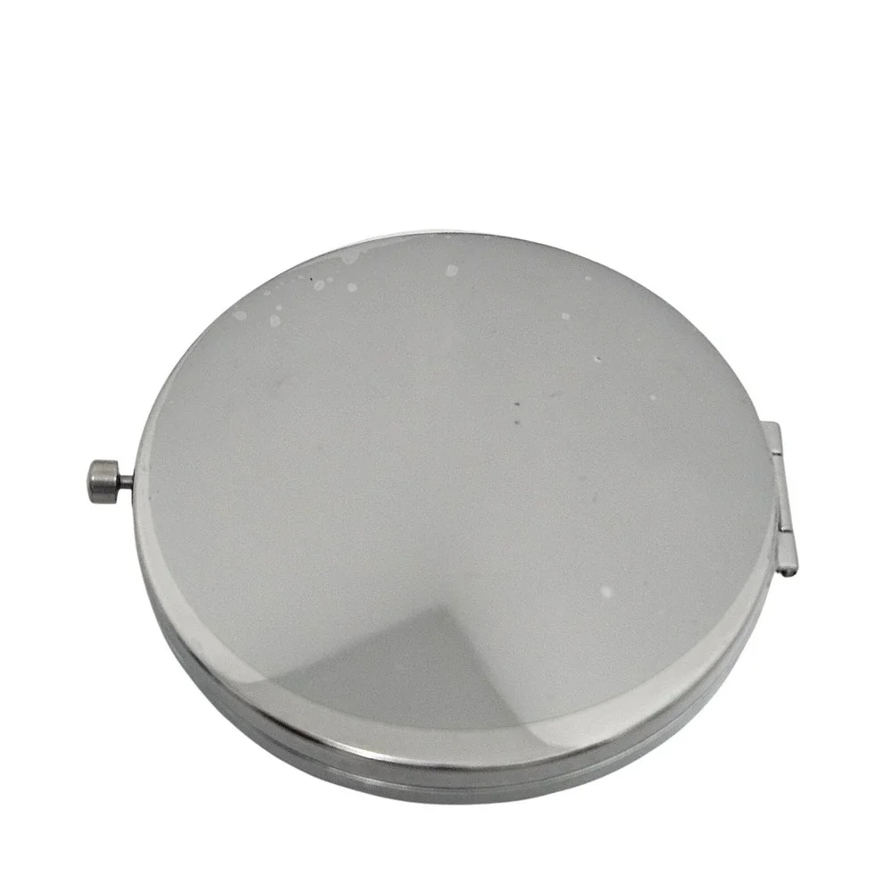 Silver Heavy Duty Metal Compact Double Sided Mirror Purse Travel Accessory New